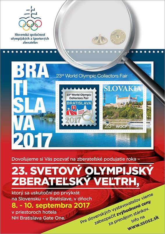 Official poster of the 23rd World Olympic Collectors’ Fair in Bratislava.