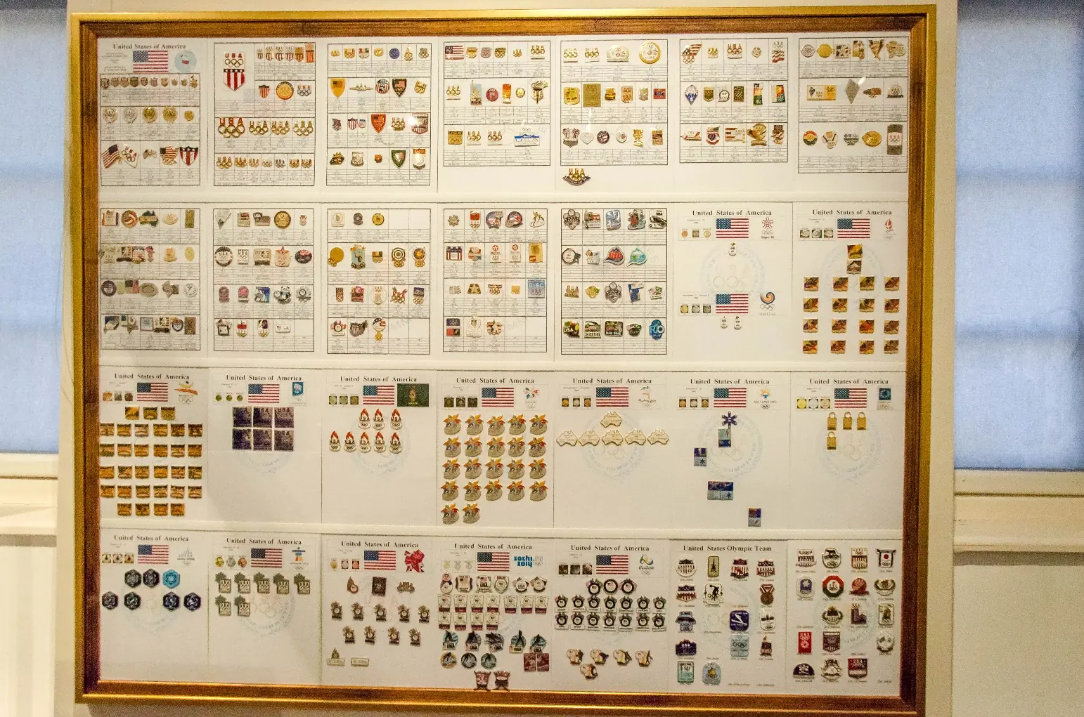 An exhibition collection of Olympic badges